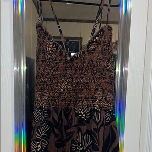 Free People Brown Floral Smocked Maxi Dress